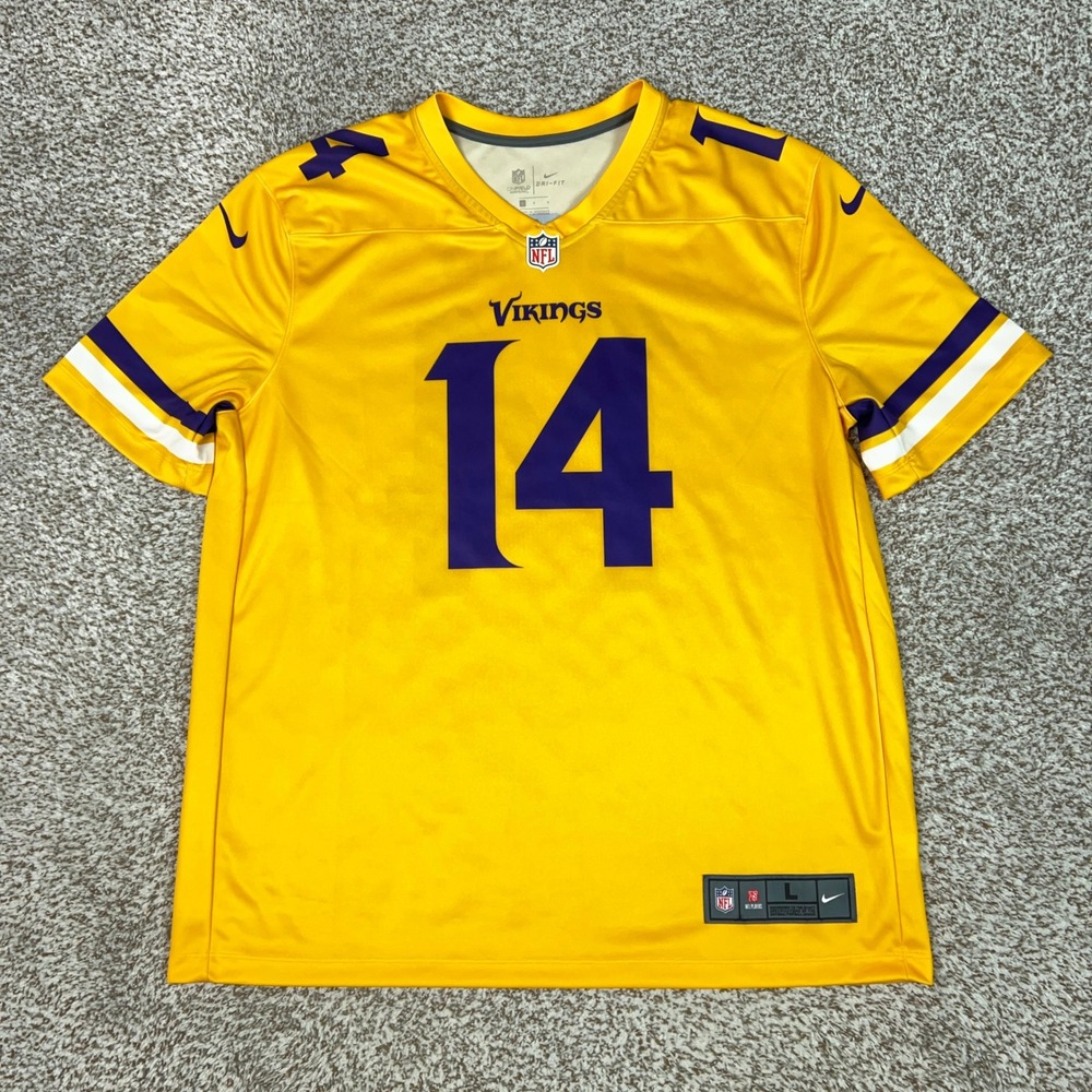 Minnesota Vikings Jersey Mens Large Gold Stefon Diggs 14 Nike NFL Football Top